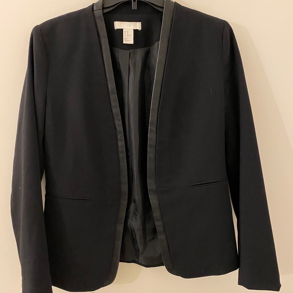 Black blazer with leather collar